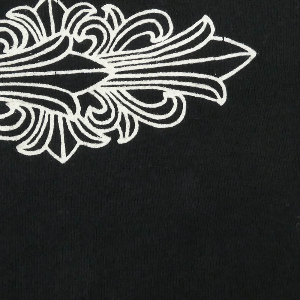 CHROME HEARTS クロムハーツ（原本無） オールド フローラルクロス バックスクロールラベル プリント ロンT 長袖 Tシャツ カットソー ブラック系【中古】