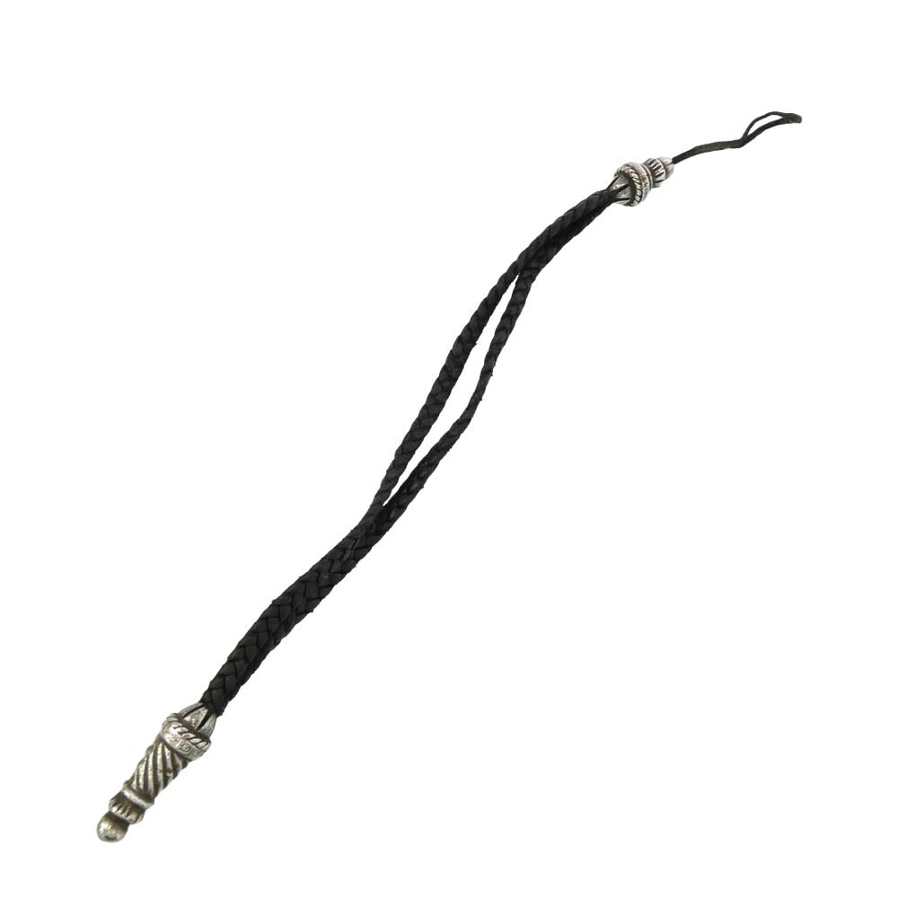 CHROME HEARTS クロムハーツ（原本無） PHONE STRAP ラージ ボロチップ レザーブレイド フォンストラップ ブラック系 シルバー系【中古】