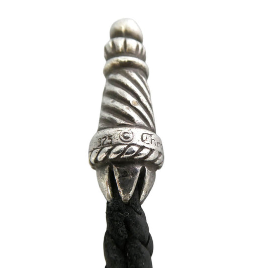 CHROME HEARTS クロムハーツ（原本無） PHONE STRAP ラージ ボロチップ レザーブレイド フォンストラップ ブラック系 シルバー系【中古】