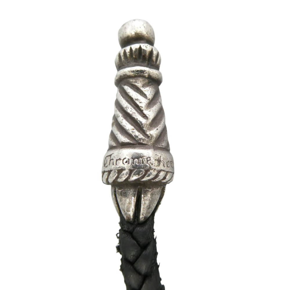 CHROME HEARTS クロムハーツ（原本無） PHONE STRAP ラージ ボロチップ レザーブレイド フォンストラップ ブラック系 シルバー系【中古】