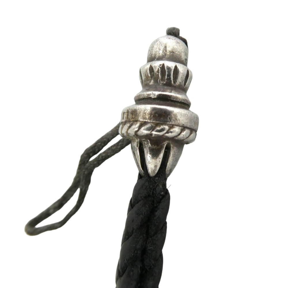 CHROME HEARTS クロムハーツ（原本無） PHONE STRAP ラージ ボロチップ レザーブレイド フォンストラップ ブラック系 シルバー系【中古】