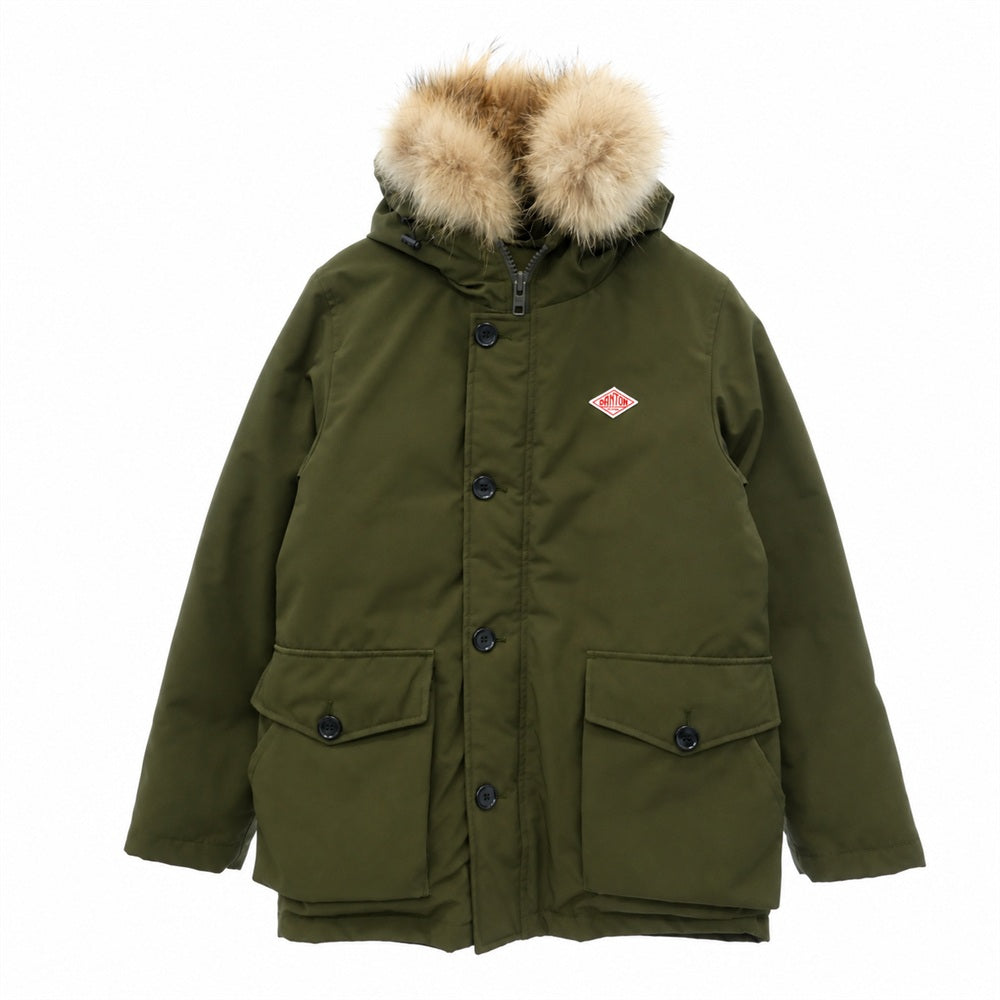 Danton ダントン JD-8535 LAS TUSSAH DOWN JACKET タッサーラクーンファー付 ダウンジャケット モスグリーン系【中古】
