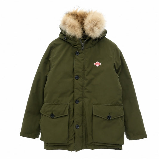Danton ダントン JD-8535 LAS TUSSAH DOWN JACKET タッサーラクーンファー付 ダウンジャケット モスグリーン系【中古】