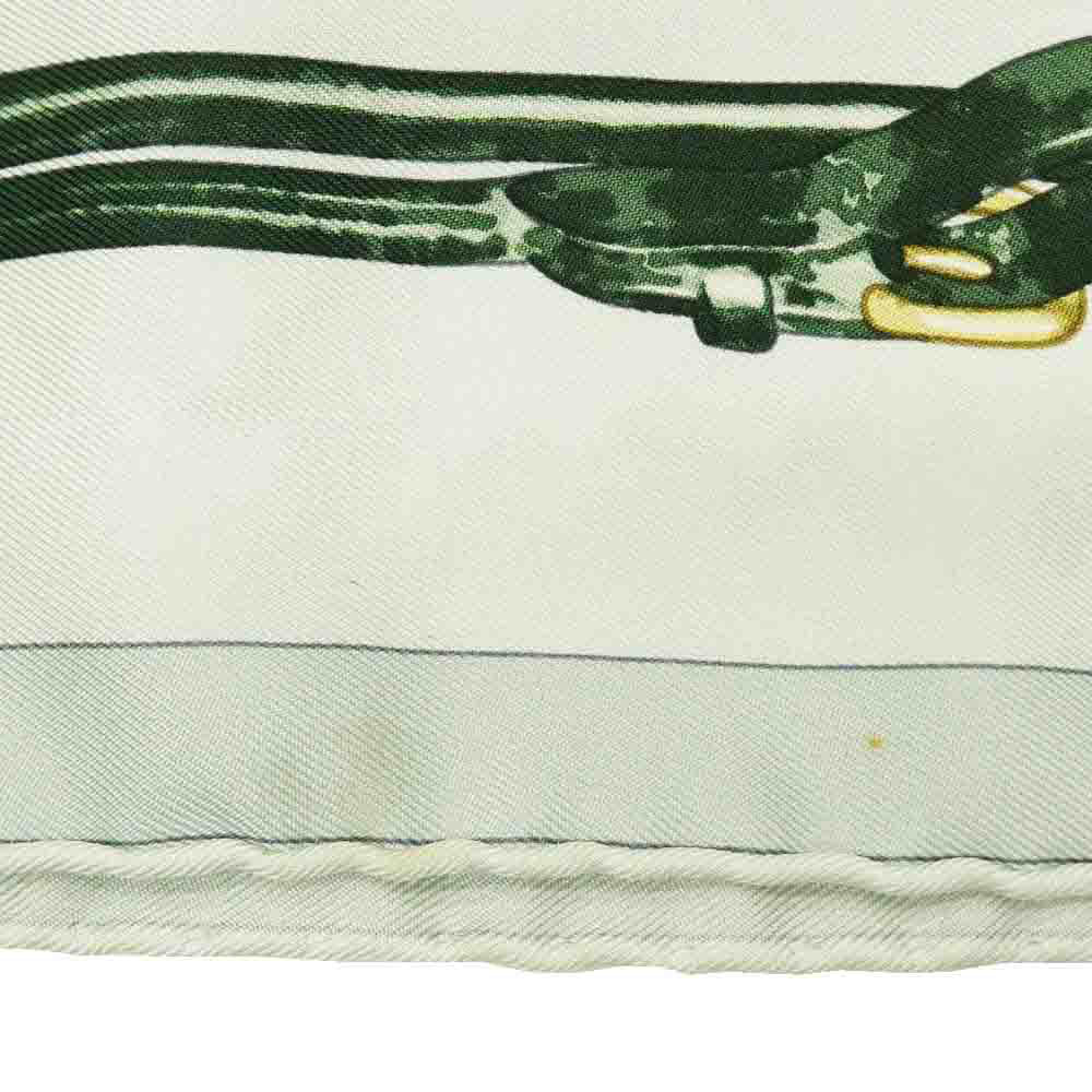 HERMES エルメス Brides Rebelles カレ90 馬具の抵講 シルク 大判 スカーフ グリーン系【中古】