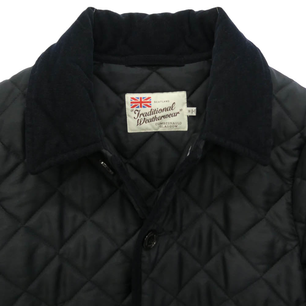 Traditional Weatherwear トラディショナルウェザーウェア G192APQCO0014A 襟コーデュロイ キルティング ジャケット コート ネイビー系 38【中古】