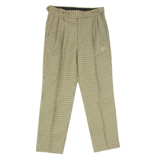 Needles ニードルス PU259 W.U. Tucked Side Tab Trouser Poly Glen Plaid 千鳥柄 再度 タブ スラックス テーパードパンツ ベージュ系 S【中古】