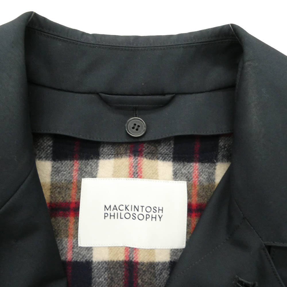 MACKINTOSH PHILOSOPHY マッキントッシュフィロソフィー H1C12-608-29 WELLINGTON ウェリントン 3層ブロード ボンディング 比翼 ステンカラー コート ネイビー系 38【中古】