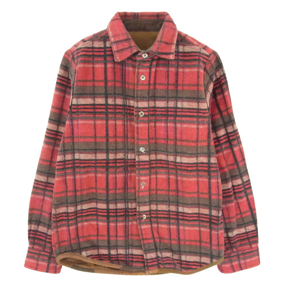 Nigel Cabourn ナイジェルケーボン 17AW 80350010009 REVERSIBLE SHIRT CAMO CHECK リバーシブル カモフラージュ 迷彩柄 チェック 長袖 シャツ レッド系 ブラウン系 カーキ系 46【中古】