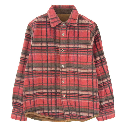 Nigel Cabourn ナイジェルケーボン 17AW 80350010009 REVERSIBLE SHIRT CAMO CHECK リバーシブル カモフラージュ 迷彩柄 チェック 長袖 シャツ レッド系 ブラウン系 カーキ系 46【中古】
