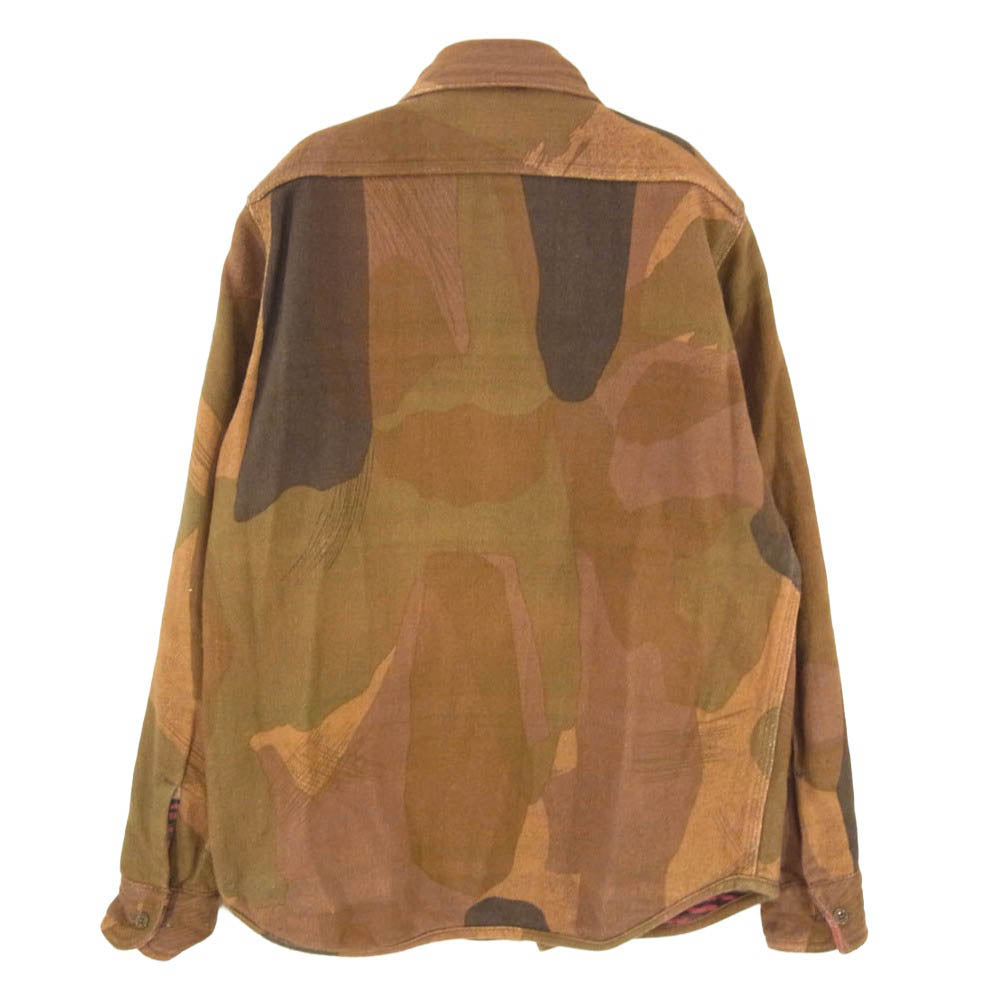 Nigel Cabourn ナイジェルケーボン 17AW 80350010009 REVERSIBLE SHIRT CAMO CHECK リバーシブル カモフラージュ 迷彩柄 チェック 長袖 シャツ レッド系 ブラウン系 カーキ系 46【中古】