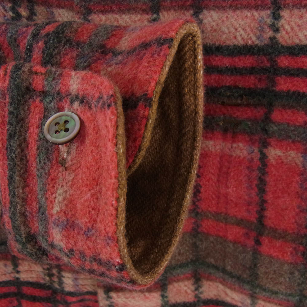 Nigel Cabourn ナイジェルケーボン 17AW 80350010009 REVERSIBLE SHIRT CAMO CHECK リバーシブル カモフラージュ 迷彩柄 チェック 長袖 シャツ レッド系 ブラウン系 カーキ系 46【中古】