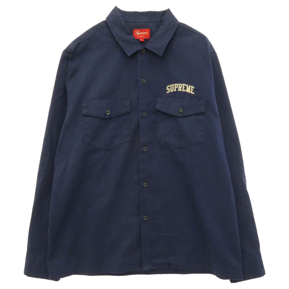 Supreme シュプリーム 16AW Arc Logo Work アーチロゴ 長袖 ワーク シャツ ネイビー系 L【中古】