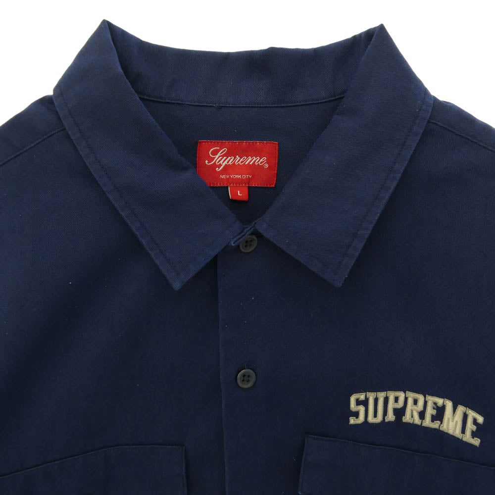 Supreme シュプリーム 16AW Arc Logo Work アーチロゴ 長袖 ワーク シャツ ネイビー系 L【中古】