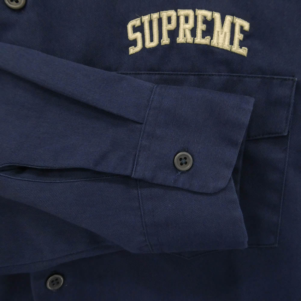 Supreme シュプリーム 16AW Arc Logo Work アーチロゴ 長袖 ワーク シャツ ネイビー系 L【中古】