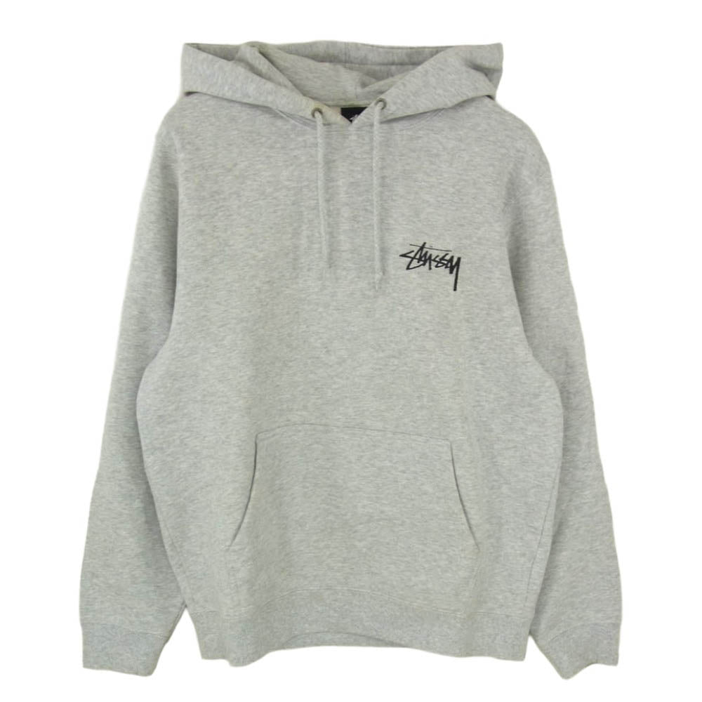STUSSY ステューシー バックプリント プルオーバー フーディー パーカー グレー系 S【中古】