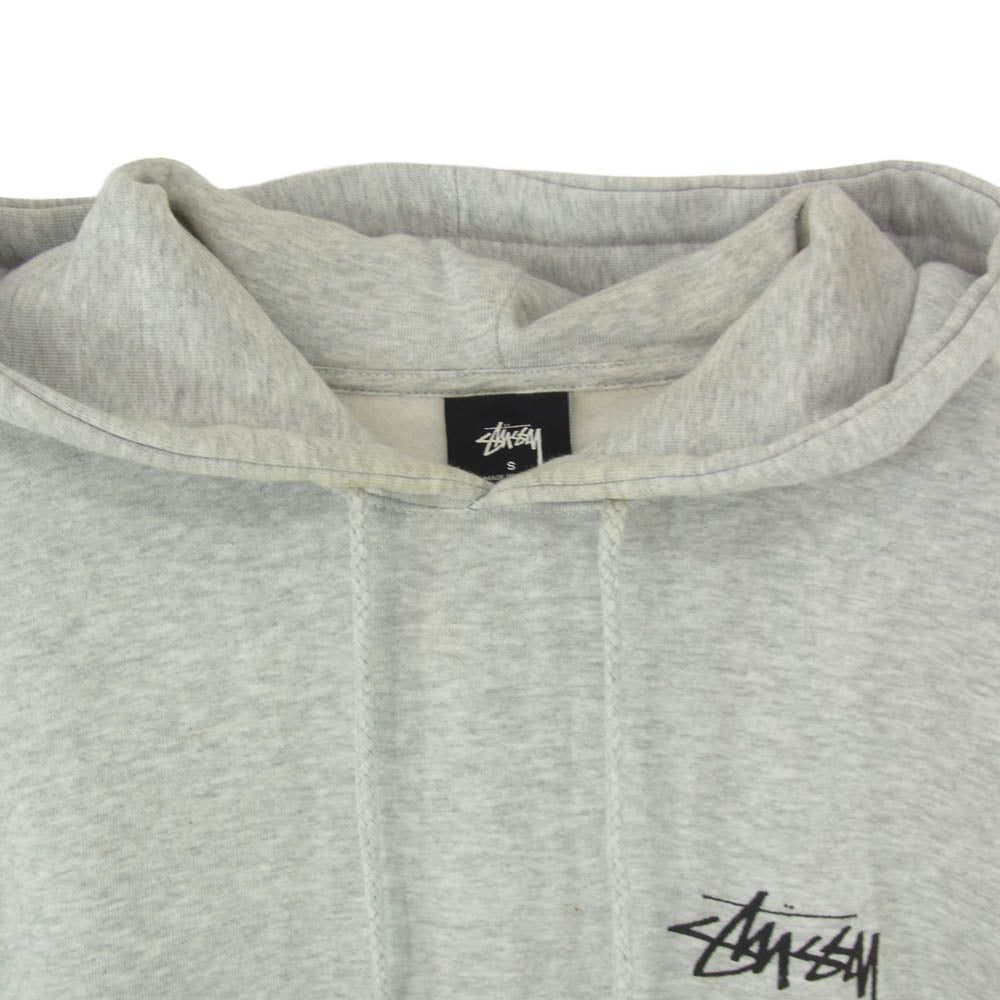 STUSSY ステューシー バックプリント プルオーバー フーディー パーカー グレー系 S【中古】