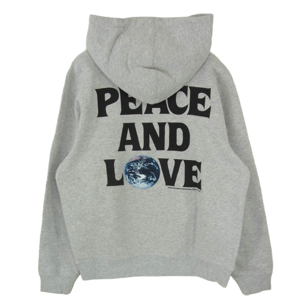STUSSY ステューシー PEACE AND LOVE HOODY ピース アンド ラブ プルオーバー フーディー パーカー グレー系 S【中古】