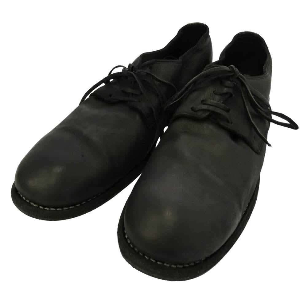 GUIDI グイディ 992 BABY CALF FULL GRAIN プレーントゥ シューズ Vibramラバー裏張り加工 ブラック系 42【極上美品】【中古】