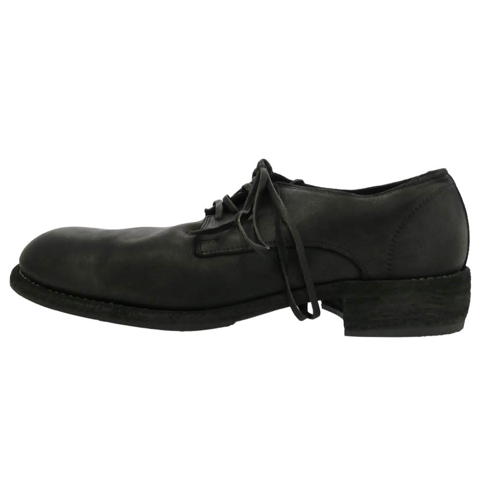 GUIDI グイディ 992 BABY CALF FULL GRAIN プレーントゥ シューズ Vibramラバー裏張り加工 ブラック系 42【極上美品】【中古】