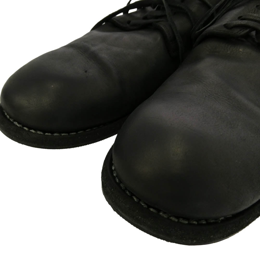 GUIDI グイディ 992 BABY CALF FULL GRAIN プレーントゥ シューズ Vibramラバー裏張り加工 ブラック系 42【極上美品】【中古】