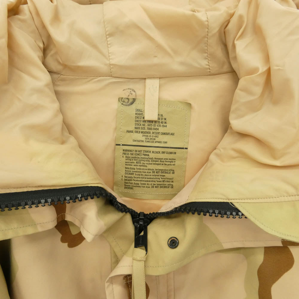 ユーエスアーミー 8415-01-470-1944 ECWCS PARKA COLD WEATHER DESERT CAMO デザートカモ コールドウェザー パーカ ジャケット ベージュ系 ブラウン系 S【中古】