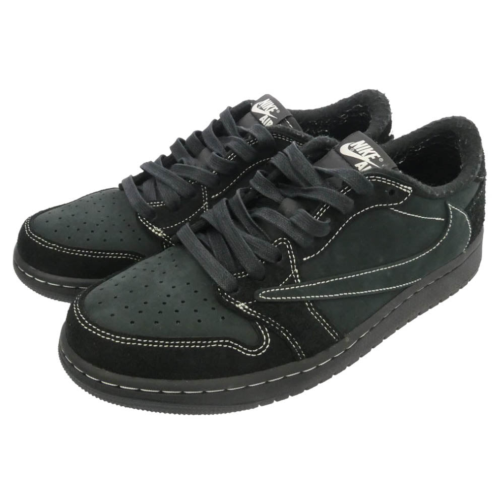 NIKE ナイキ DM7866-001 × Travis Scott Air Jordan 1 Low OG SP Black AJ1【フェイクバスター鑑定済み】トラヴィススコット エアジョーダン ロー ブラック ファントム スニーカー ブラック系 27.5cm【中古】
