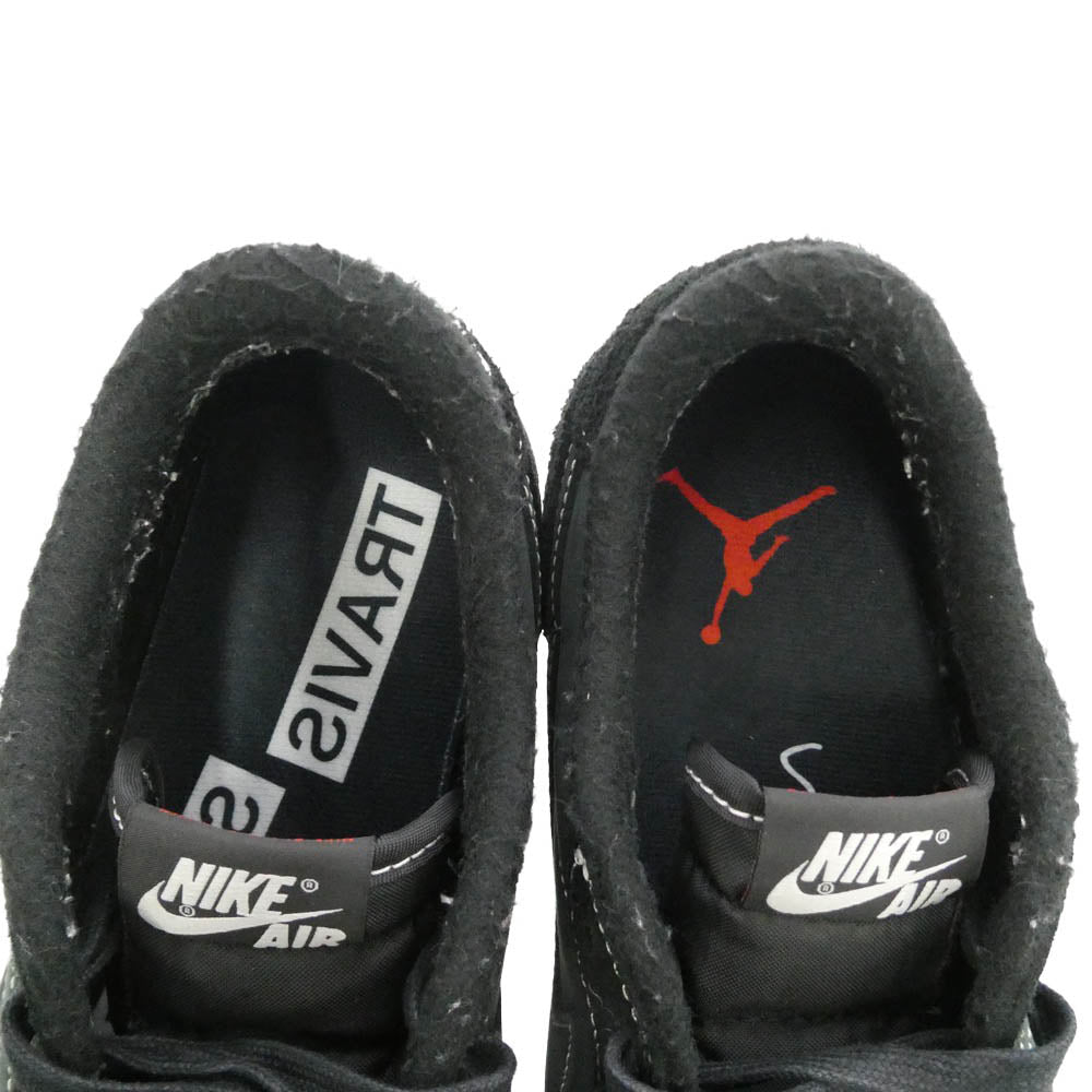 NIKE ナイキ DM7866-001 × Travis Scott Air Jordan 1 Low OG SP Black AJ1【フェイクバスター鑑定済み】トラヴィススコット エアジョーダン ロー ブラック ファントム スニーカー ブラック系 27.5cm【中古】