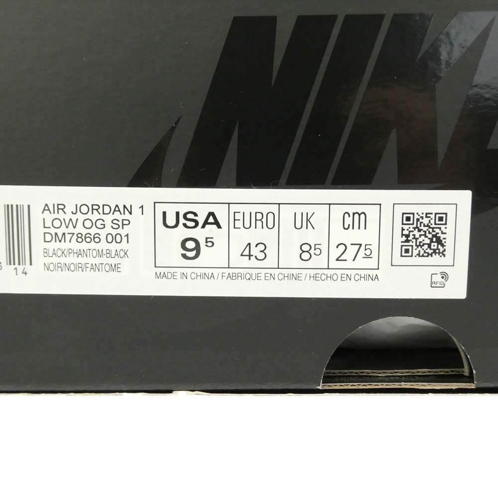 NIKE ナイキ DM7866-001 × Travis Scott Air Jordan 1 Low OG SP Black AJ1【フェイクバスター鑑定済み】トラヴィススコット エアジョーダン ロー ブラック ファントム スニーカー ブラック系 27.5cm【中古】