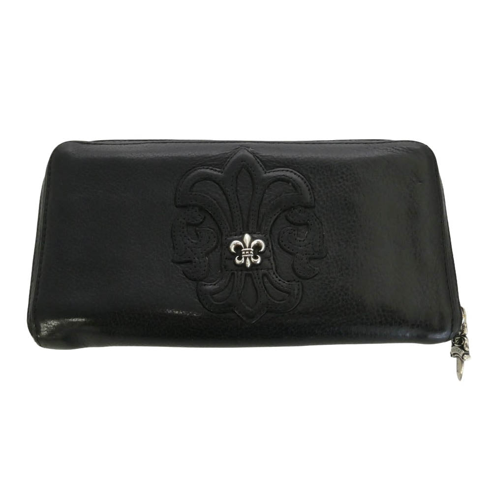CHROME HEARTS クロムハーツ（原本無） REC F ZIP BSフレア レザー ウォレット 財布 ブラック系【中古】