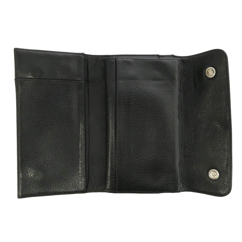 CHROME HEARTS クロムハーツ（原本無） WAVE ウェーブ クロスボールボタン レザー ウォレット 財布 ブラック系【中古】