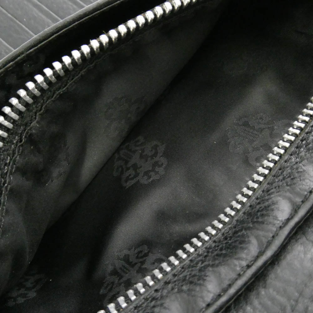 CHROME HEARTS クロムハーツ（原本無） WAVE ウェーブ クロスボールボタン レザー ウォレット 財布 ブラック系【中古】