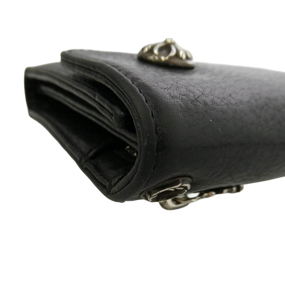 CHROME HEARTS クロムハーツ（原本無） WAVE ウェーブ クロスボールボタン レザー ウォレット 財布 ブラック系【中古】
