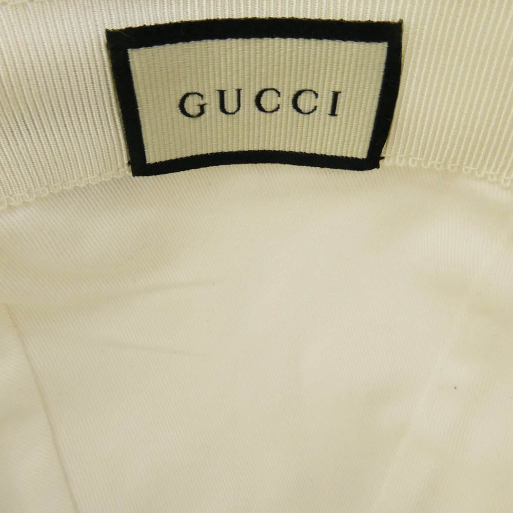 GUCCI グッチ インターロッキングG 刺繍 キャップ オフホワイト系【中古】