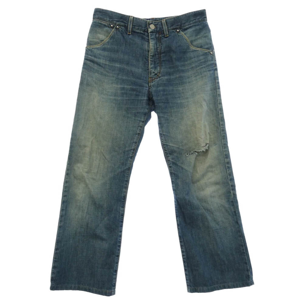 LOUIS VUITTON ルイ・ヴィトン ロゴ レザー パッチ デニム パンツ ブルー系 38【中古】