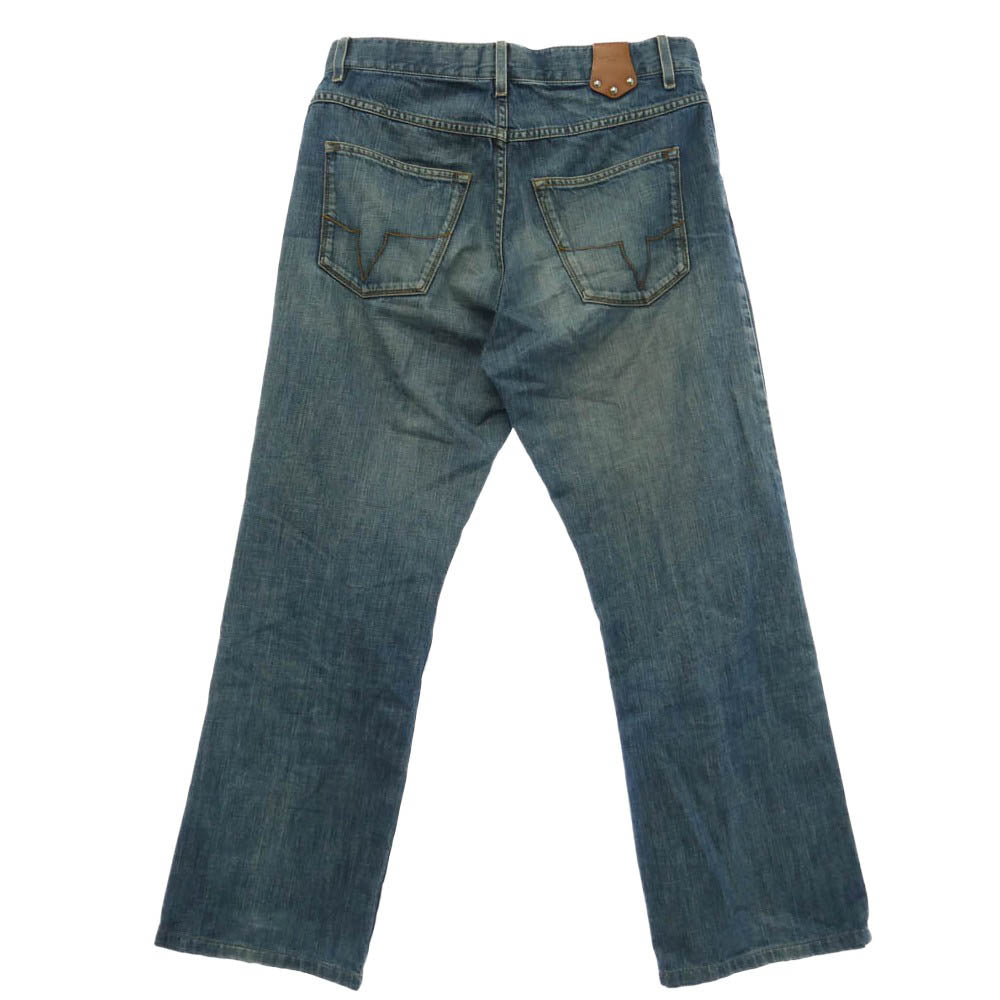 LOUIS VUITTON ルイ・ヴィトン ロゴ レザー パッチ デニム パンツ ブルー系 38【中古】