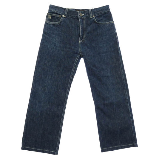 LOUIS VUITTON ルイ・ヴィトン RW052Q ロゴ レザー パッチ ストレート デニム パンツ インディゴブルー系 38【中古】