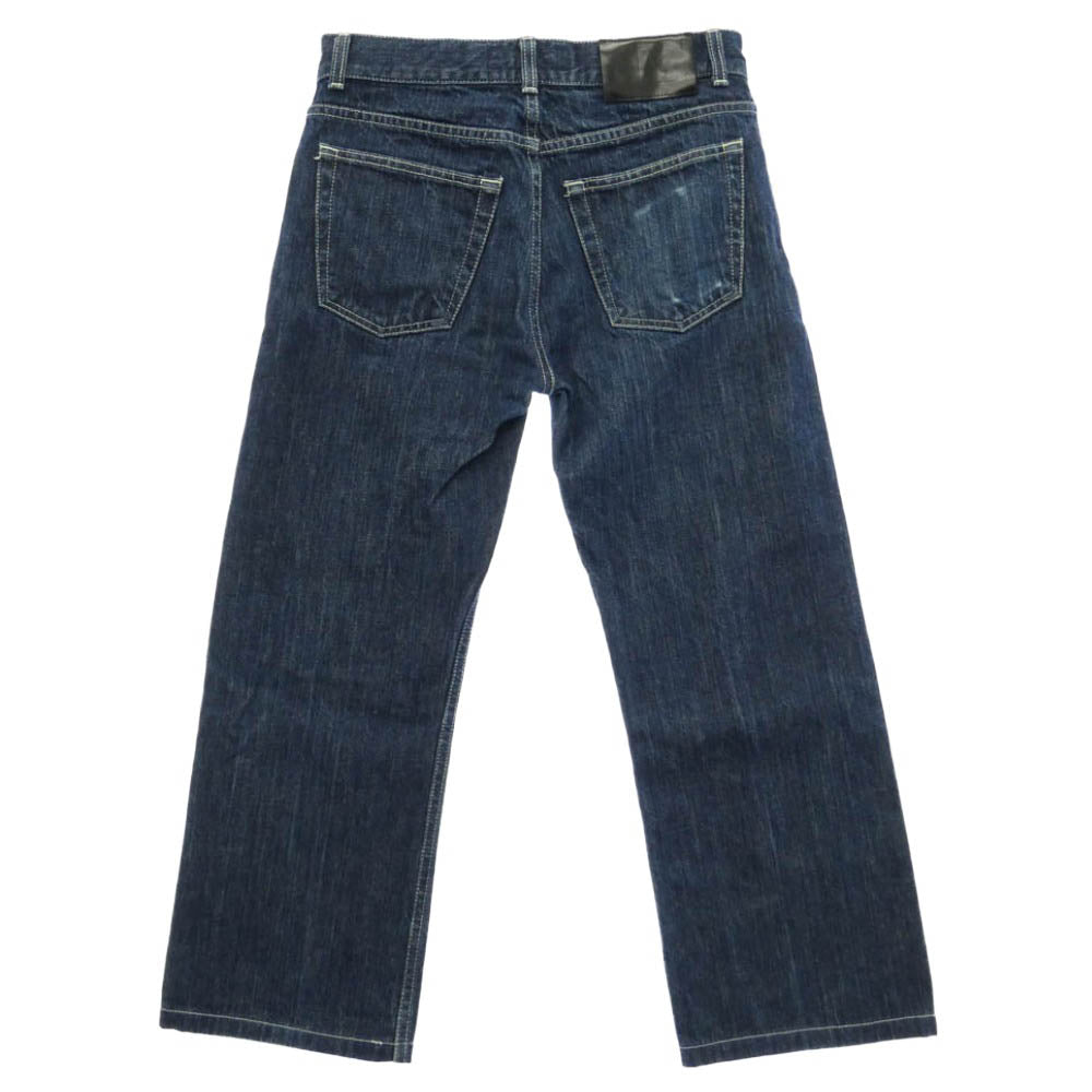 LOUIS VUITTON ルイ・ヴィトン RW052Q ロゴ レザー パッチ ストレート デニム パンツ インディゴブルー系 38【中古】