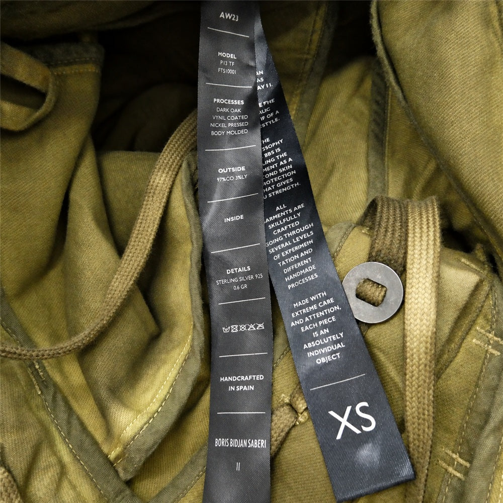 ボリス ビジャン サベリ 23AW FTS10001 P13 ガーメントダイ ウォッシュ加工 スキニー パンツ モスグリーン系 XS【中古】