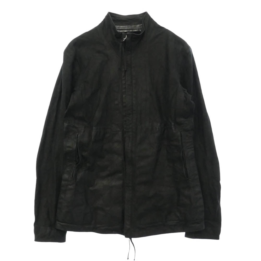 ボリス ビジャン サベリ F2401M J1 VEG TAN CALF SKIN OIL WASHED ベジタブルタンニン鞣し カーフレザー スタンドカラー レザージャケット ブラック系 S【中古】