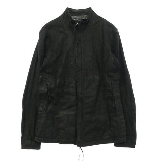 ボリス ビジャン サベリ F2401M J1 VEG TAN CALF SKIN OIL WASHED ベジタブルタンニン鞣し カーフレザー スタンドカラー レザージャケット ブラック系 S【中古】