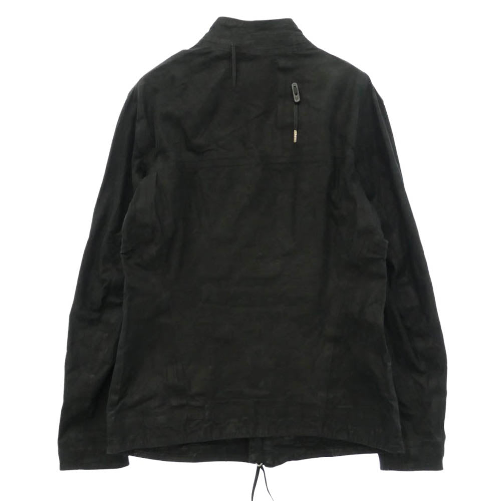 ボリス ビジャン サベリ F2401M J1 VEG TAN CALF SKIN OIL WASHED ベジタブルタンニン鞣し カーフレザー スタンドカラー レザージャケット ブラック系 S【中古】
