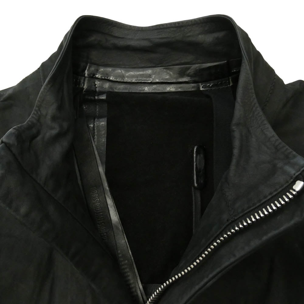 ボリス ビジャン サベリ F2401M J1 VEG TAN CALF SKIN OIL WASHED ベジタブルタンニン鞣し カーフレザー スタンドカラー レザージャケット ブラック系 S【中古】