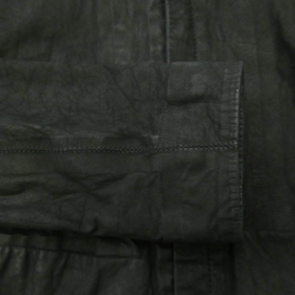 ボリス ビジャン サベリ F2401M J1 VEG TAN CALF SKIN OIL WASHED ベジタブルタンニン鞣し カーフレザー スタンドカラー レザージャケット ブラック系 S【中古】