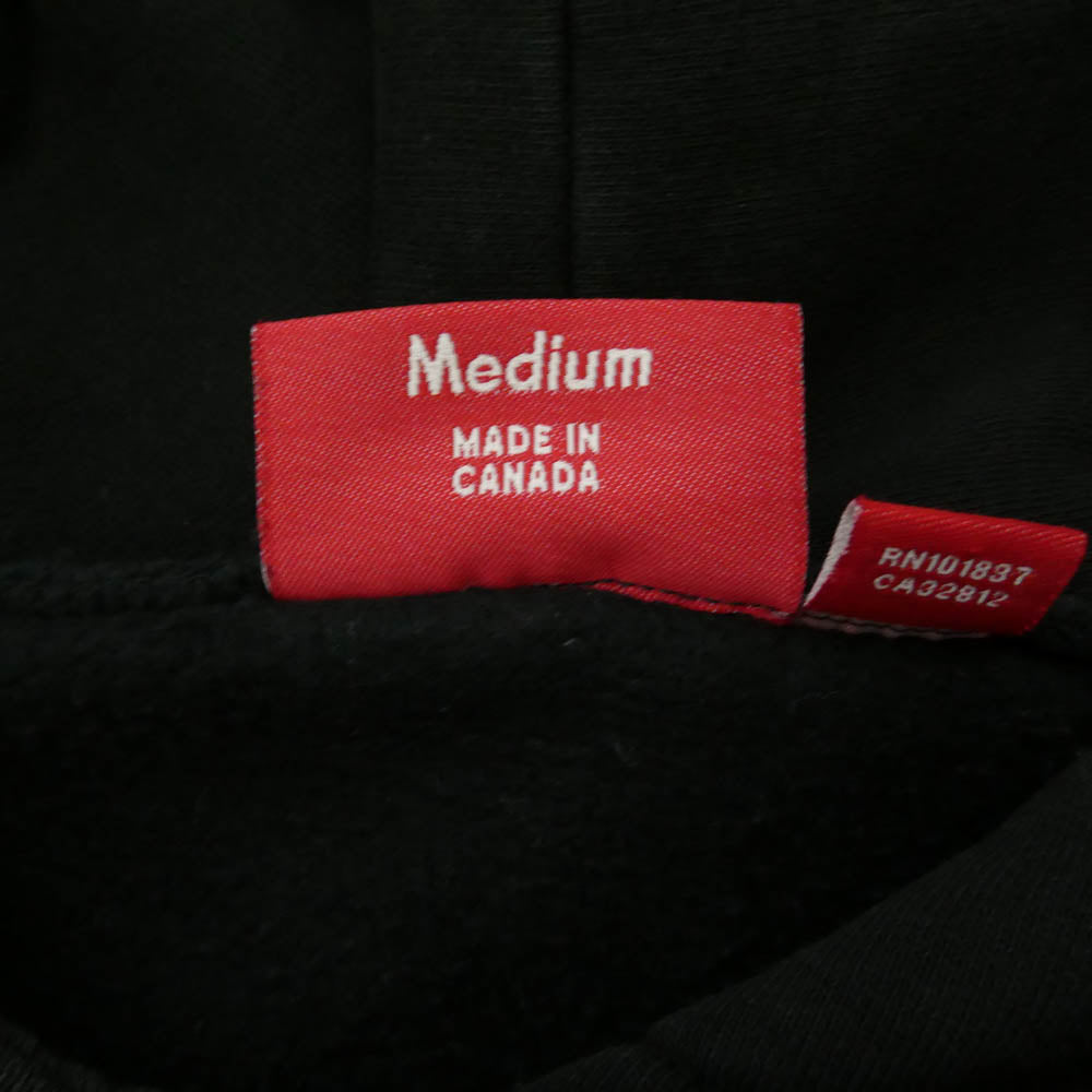 Supreme シュプリーム 00s カナダ製 初期 紙タグ カレッジロゴ スウェット パーカー ブラック系 M【中古】