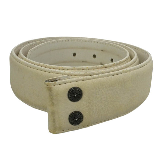 CHROME HEARTS クロムハーツ（原本無） 1.5 STRAP 1.5inch スクロールレーベルリベッツ レザー ベルト ホワイト ホワイト系 34【中古】