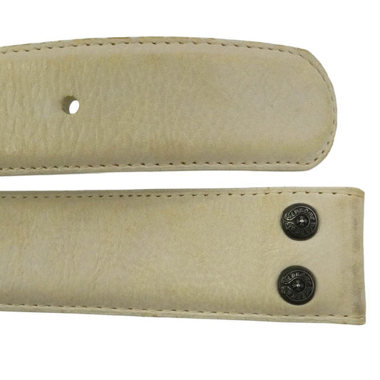 CHROME HEARTS クロムハーツ（原本無） 1.5 STRAP 1.5inch スクロールレーベルリベッツ レザー ベルト ホワイト ホワイト系 34【中古】
