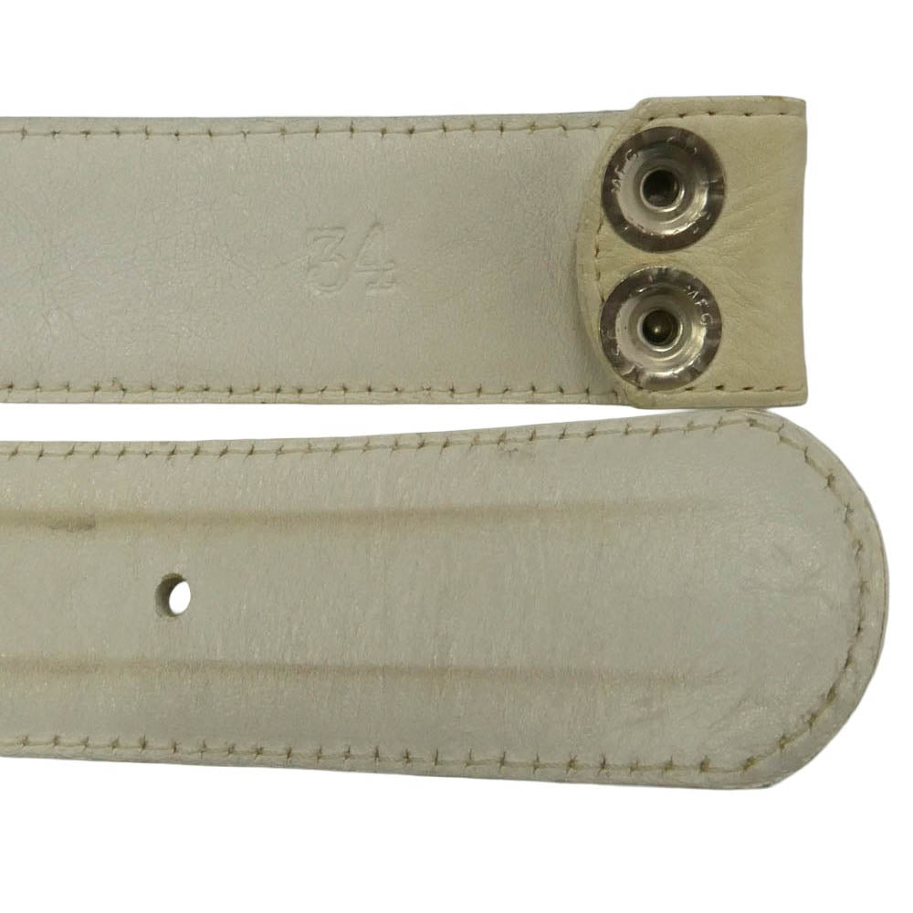 CHROME HEARTS クロムハーツ（原本無） 1.5 STRAP 1.5inch スクロールレーベルリベッツ レザー ベルト ホワイト ホワイト系 34【中古】