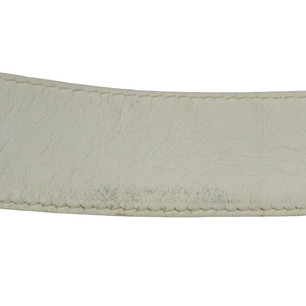 CHROME HEARTS クロムハーツ（原本無） 1.5 STRAP 1.5inch スクロールレーベルリベッツ レザー ベルト ホワイト ホワイト系 34【中古】