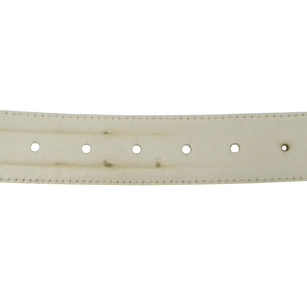 CHROME HEARTS クロムハーツ（原本無） 1.5 STRAP 1.5inch スクロールレーベルリベッツ レザー ベルト ホワイト ホワイト系 34【中古】
