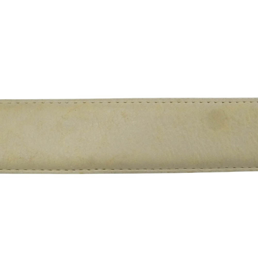CHROME HEARTS クロムハーツ（原本無） 1.5 STRAP 1.5inch スクロールレーベルリベッツ レザー ベルト ホワイト ホワイト系 34【中古】